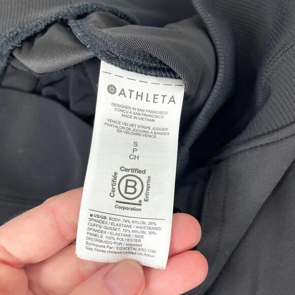 Athleta Venice Velvet Stripe Jogger Pants Sz S black - Picture 11 of 11